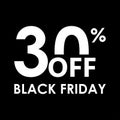 30% off. Black Friday design template. Sales, discount price, shopping and low price symbol. Vector illustration